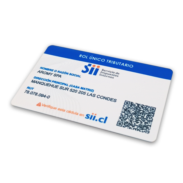 Tarjeta de identificación: RUT Sii para empresa
