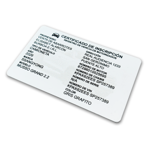 Tarjeta certificado de inscripción R.V.M.