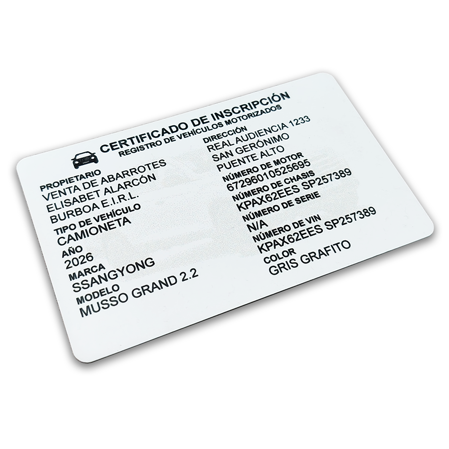 Tarjeta certificado de inscripción R.V.M. - Imagen 4