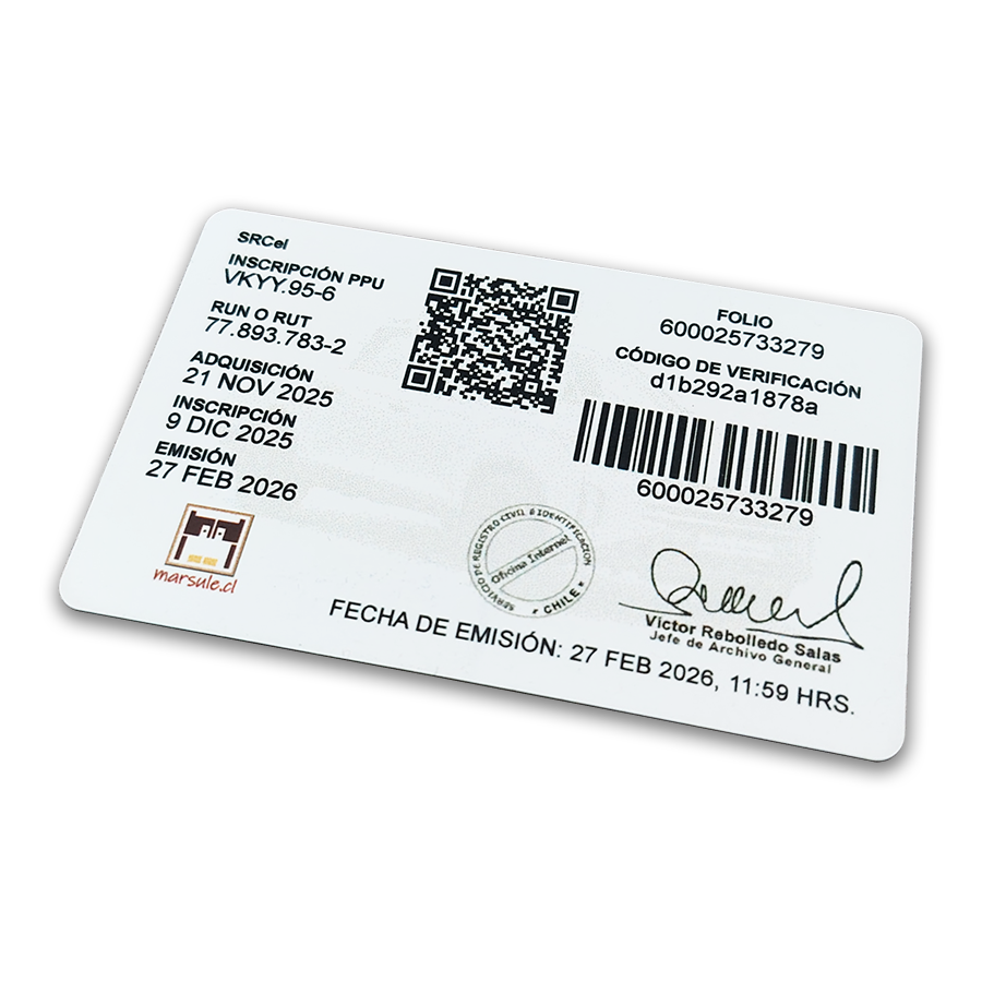 Tarjeta certificado de inscripción R.V.M. - Imagen 7