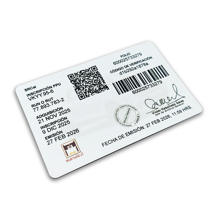 Tarjeta certificado de inscripción R.V.M. - Imagen 8