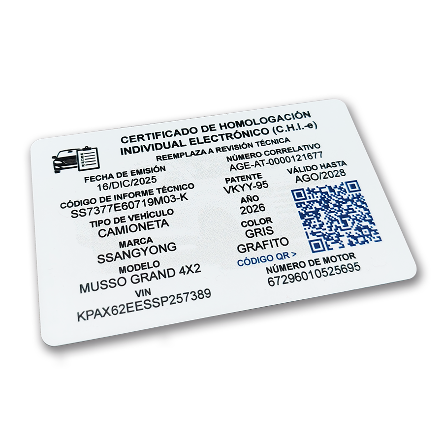 Tarjeta Certificado de Homologación Individual (CHI-e) - Imagen 4
