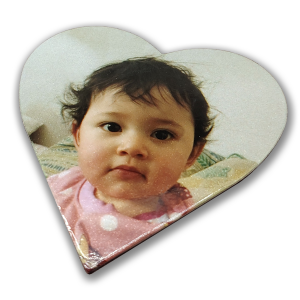 Fotografía en magneto para refrigerador 6,5x6,5 cms (corazón)